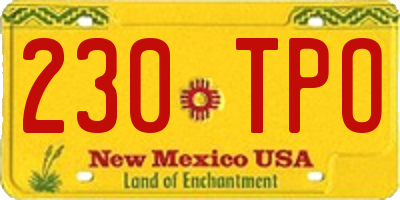 NM license plate 230TPO