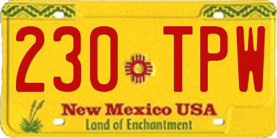 NM license plate 230TPW
