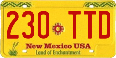 NM license plate 230TTD