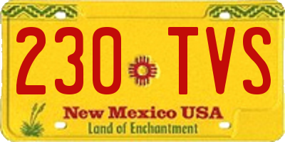 NM license plate 230TVS