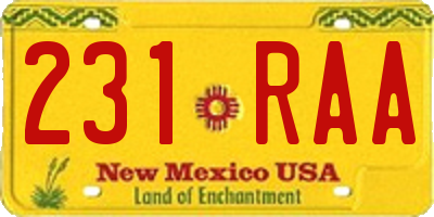 NM license plate 231RAA