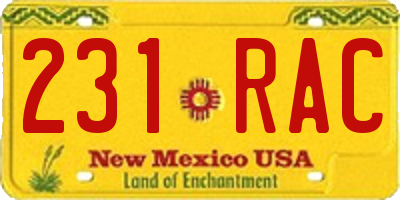 NM license plate 231RAC