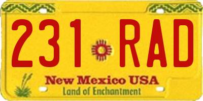 NM license plate 231RAD