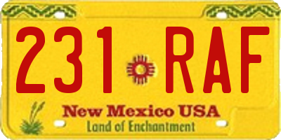 NM license plate 231RAF