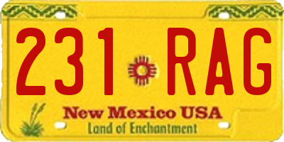 NM license plate 231RAG