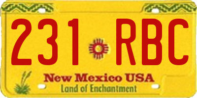 NM license plate 231RBC