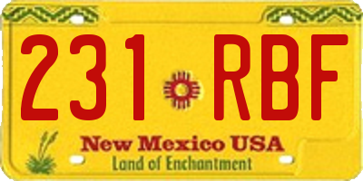 NM license plate 231RBF