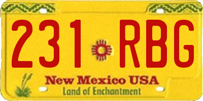 NM license plate 231RBG