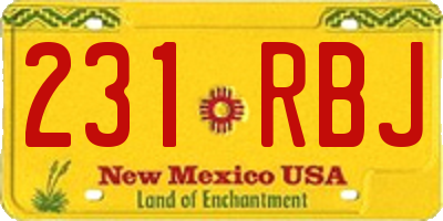 NM license plate 231RBJ