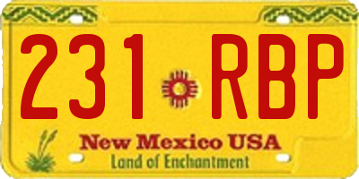 NM license plate 231RBP