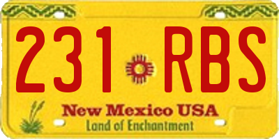 NM license plate 231RBS