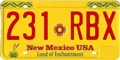 NM license plate 231RBX