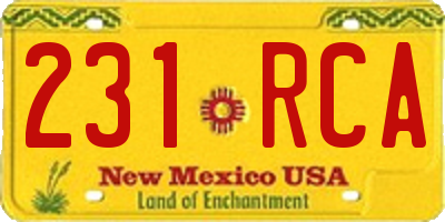 NM license plate 231RCA
