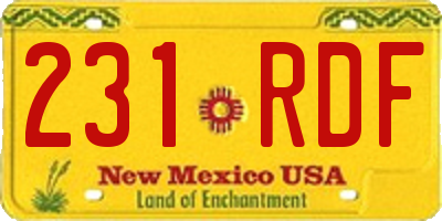 NM license plate 231RDF