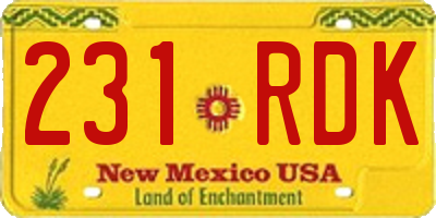 NM license plate 231RDK