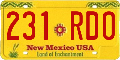 NM license plate 231RDO
