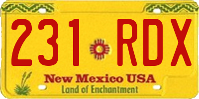 NM license plate 231RDX