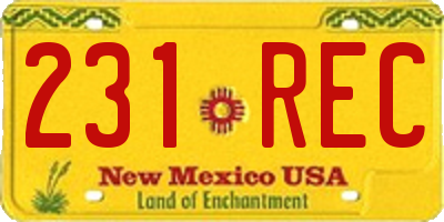 NM license plate 231REC