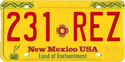 NM license plate 231REZ