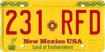 NM license plate 231RFD