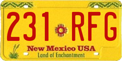 NM license plate 231RFG