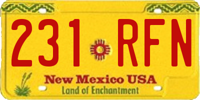 NM license plate 231RFN