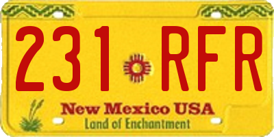 NM license plate 231RFR