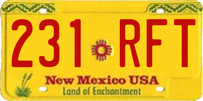 NM license plate 231RFT