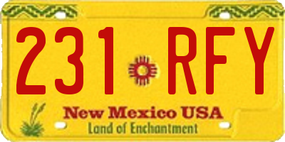 NM license plate 231RFY