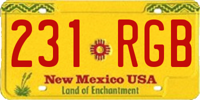 NM license plate 231RGB