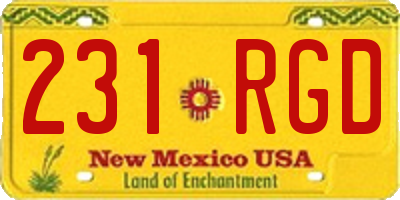 NM license plate 231RGD