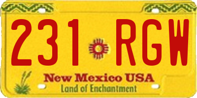 NM license plate 231RGW