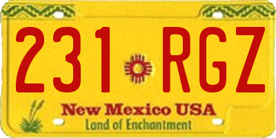 NM license plate 231RGZ