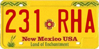 NM license plate 231RHA