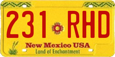 NM license plate 231RHD
