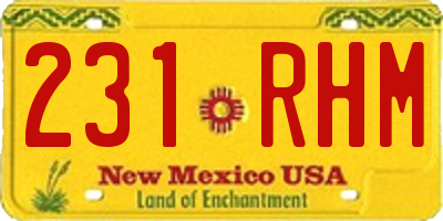 NM license plate 231RHM