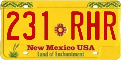 NM license plate 231RHR