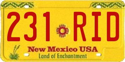 NM license plate 231RID