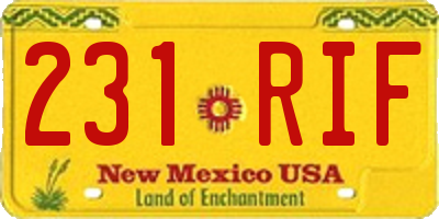 NM license plate 231RIF