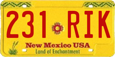 NM license plate 231RIK