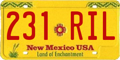 NM license plate 231RIL