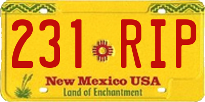 NM license plate 231RIP