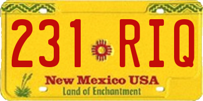 NM license plate 231RIQ