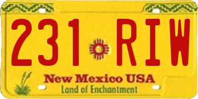 NM license plate 231RIW