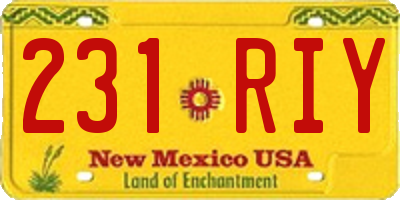NM license plate 231RIY