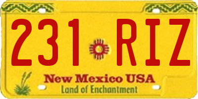 NM license plate 231RIZ
