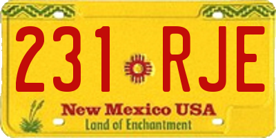 NM license plate 231RJE
