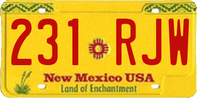 NM license plate 231RJW