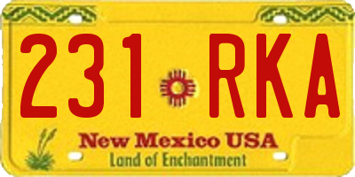 NM license plate 231RKA