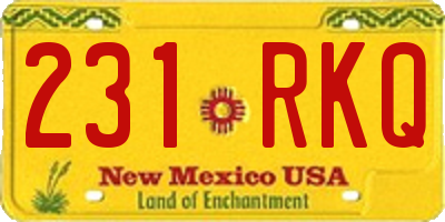 NM license plate 231RKQ